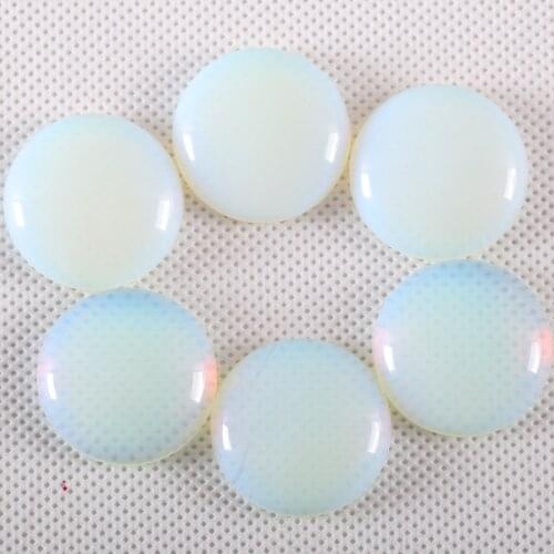 2Pcs/Lot 25MM Round Natural Stone Bead White Opal CAB Cabochon For Jewelry Making DIY Bracelet Necklace Pendant K1082