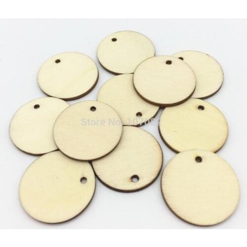 50pcs 50mm Blank Unfinished Wood Circle Coin Discs Tags Pendants Round With 1 Hole Embellishments For Holiday Craft Supplies