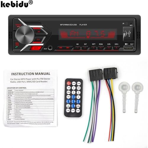 60W Car FM Radios Stereo Digital Bluetooth Audio Music Stereo Mp3 Player Remote Control LCD Colorful Light Screen USB/SD/AUX-IN