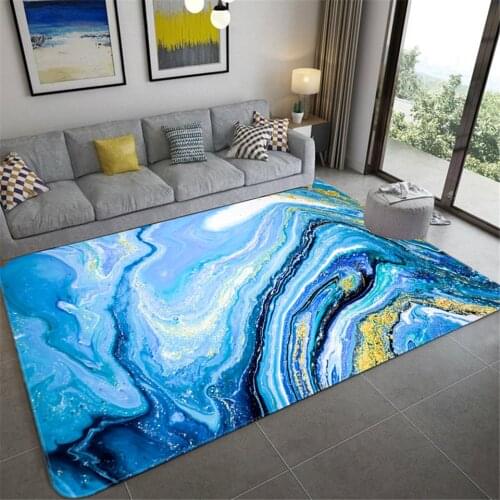 Abstract Blue Marble Carpet 3D For Living Room Nordic Style Rug Beside Table Rectangle Chair Mat Water absorption Bath Floor Mat