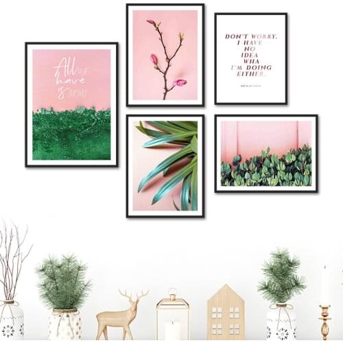 Agave Flower Trunk Green Plants Quotes Wall Art Canvas Painting Nordic Posters And Prints Wall Pictures For Living Room Decor