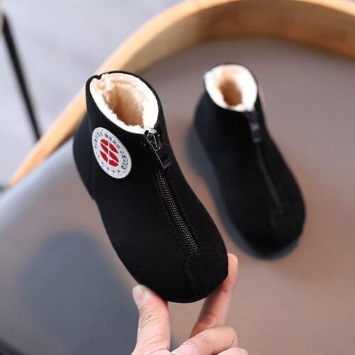 Girls Martin Boots Autumn Winter Childrens Short Boots Plus Velvet Shoes British Style Kids Baby Cotton Boots Princess Shoes