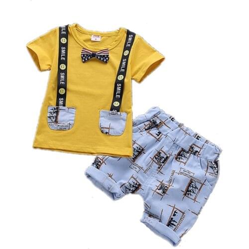 Baby Fashion Cotton Clothing Suits Children Boys Short Sleeve Shirt Suits Summer Style Toddler Sport Clothes Sets Tracksuits