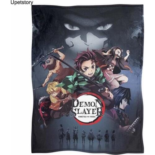 Upetstory Kids Sherpa Throw Blankets Kamado Tanjirou Cartoon Sofa Warm Fleece Blanket Children Soft Plush Blanket Toalla Playa
