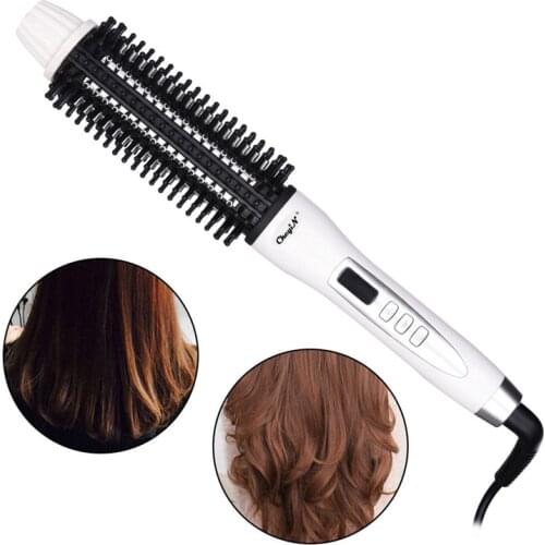 LCD Display Heated Round Irons Hair Brush Electric Ceramic Curling Wand Curler Hair Salon Curler Brush Wave Lady Beauty Comb