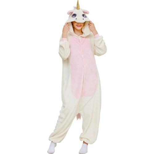 Lovely Cartoon Animal One-piece Pajamas Long Sleeves Flannel Hooded Onesies Sleepwear Homewear Unisex Christmas Cosplay Costume