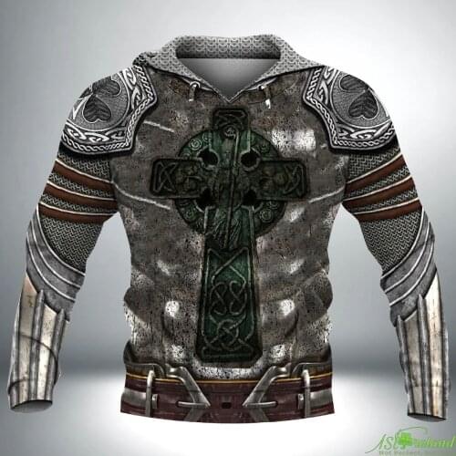 Irish Armor Hoodie Celtic Knight With Shamrock Emblem Hoodies 3D Jacket Men/women Unisex Casual Streetwear Sweatshirt Pullover