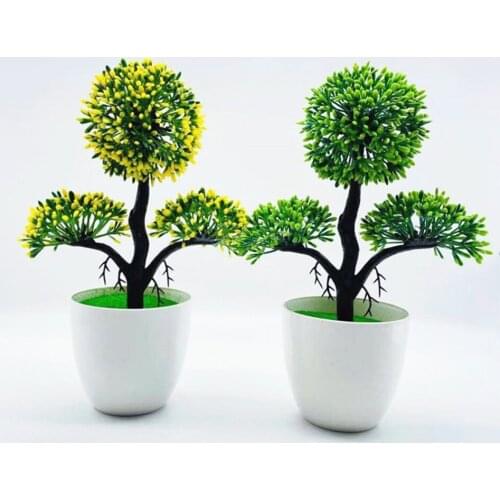 Artificial Plant Potted Bonsai Green Fake Flower Potted Home Decoration Milan Food Fortune Tree Plant Purple Red Plastic 1 Piece