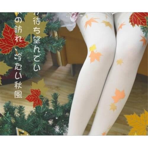 Princess sweet lolita pantyhose leaf printed pantyhose Women stocking D068