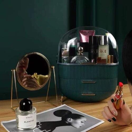Cosmetic Storage Box Makeup Organizer Make Up Container Desktop Display Case Dustproof Bathroom Storage Organizer Big Capacity