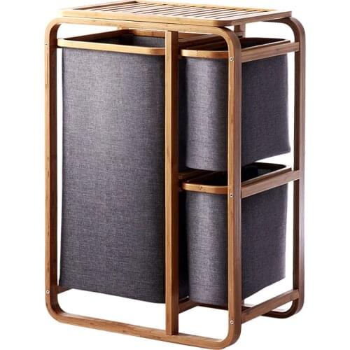 3 Gird Bamboo laundry basket dirty clothes basket bathroom laundry hamper storage basket clothes organizer