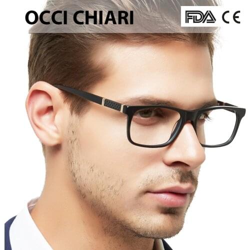 Glasses Frames Men Acetate Eyeglasses Frame Optical Eyewear Blue Demi Grey Retro Rectangle Spectacle Male OCCI CHIARI PRA