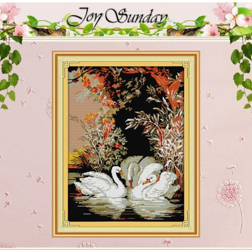 Swans in the Lake Pattern Counted Cross Stitch 11CT 14CT Cross Stitch Set Animals Cross-stitch Kits Embroidery Needlework