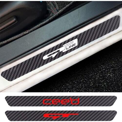 4PCS Car Door Sill Anti kick Stickers Carbon Fiber Auto Door Sticker For KIA SELTOS GT GT-LINE CADENZA CEED car Accessories