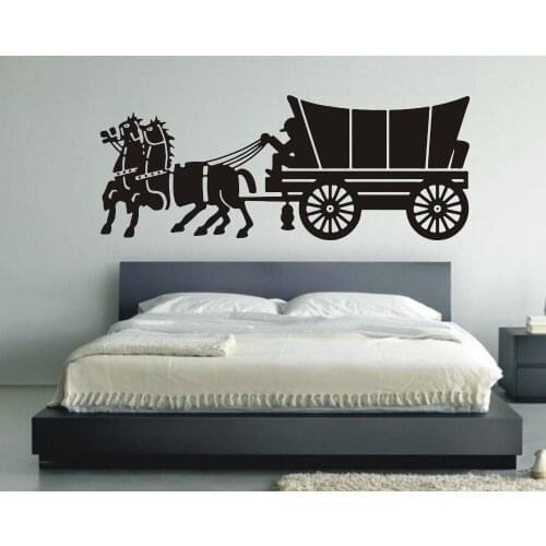 Wall Stickers Quotes Carriage Drawing Room Autocollant Mural Home Design Bedroom Decor Vintage Caballos Adesivo Sticker LA003
