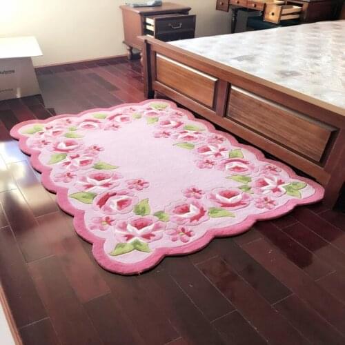 Customizable Pink rose Carpets For Living Room Computer Chair Area Rug Children Play Tent Floor Mat Cloakroom Rugs And Carpets