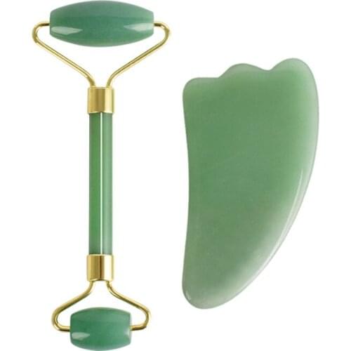 Natural jade roller massager Jade scraping crystal board set Jade beauty bar scraping one side massage roller