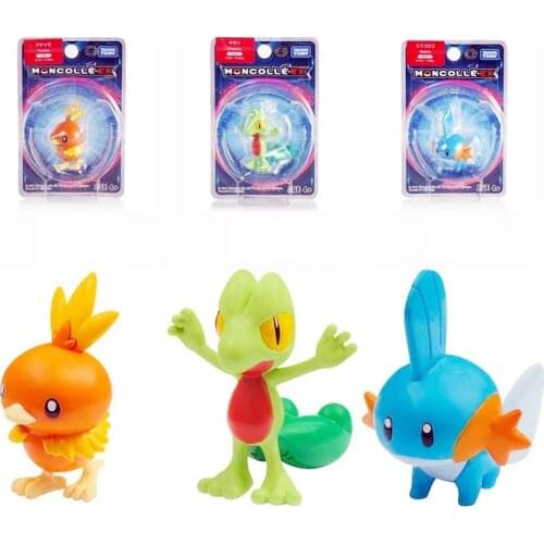 Genuine Takara Tomy Pokemon Figures Mudkip Treecko Torchic Moncolle-EX Pocket Monster PVC Action Figure Collection Model Toys