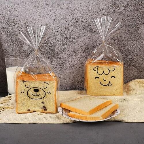 50Pcs/Lot Transparent Plastic Bags For Bread Cookies Cartoon Bear Candy Snack Storage Bag Baking Food Packaging Bags