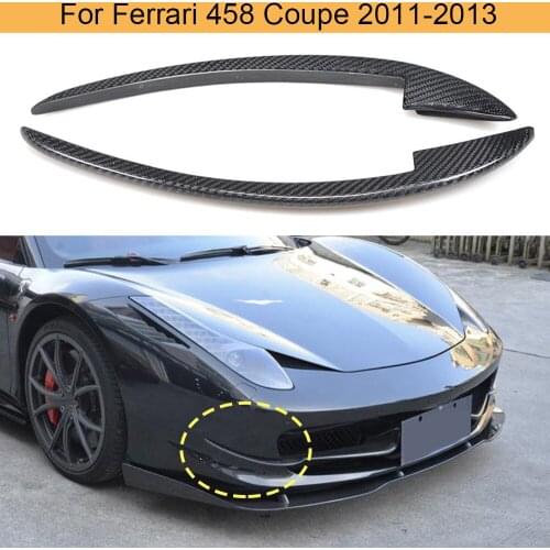Carbon Fiber Front Bumper Splitters Flip Fins For Ferrari 458 Base Coupe 2 Door 2011 - 2013 Front Splitters Canards Wind Knife