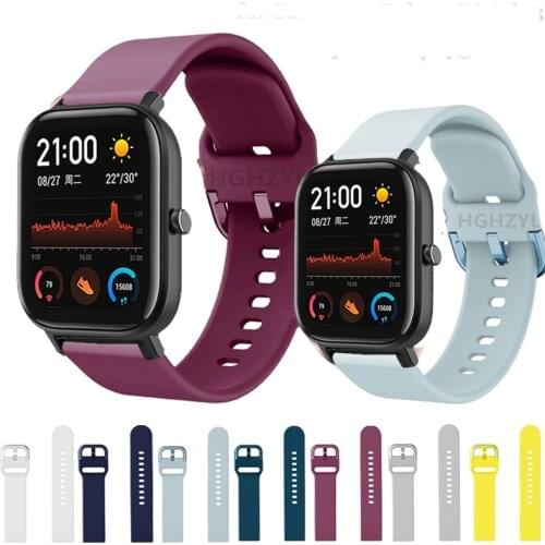 Silicone Wrist Band for Huami Amazfit GTS 2 GTR 42mm Haylou LS02 Bracelet Strap for Amazfit Bip BIT S/LITE/U /Pop Watch Band