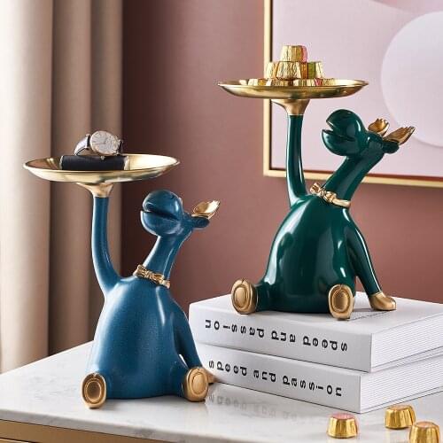 Nordic Animal Rabbit Figurine Jewelry Key Storage Creative Resin Deer Statue Home Decoration Living Room Office Table Decoration