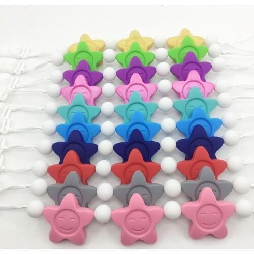 Silicone Teething Pacifier Clip Necklack - silicone round beads Necklaces Soother Clip for baby chew - Teether Chew Toy Necklace