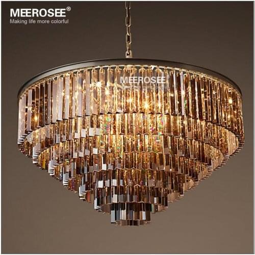 Modern Crystal Chandelier Elegant K9 22mm size Article crystal Smoky Gray Crystal Suspension Lamparas for Cafe Restaurant Hotel