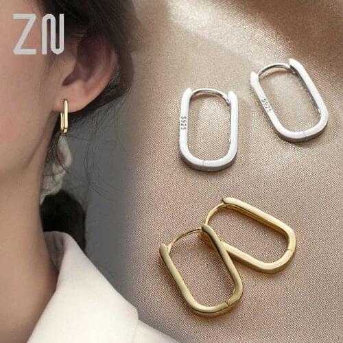 ZN Fashion Jewelry Accessories Gift Temperament Simple Charm Elegant Lady 925 Sterling Silver Korean Trendy Square Hoop Earrings