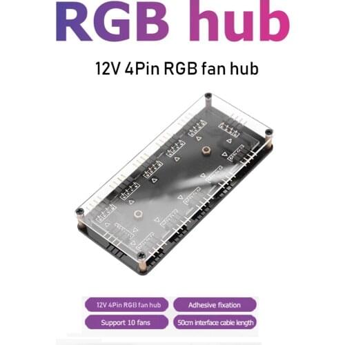 Video Graphics Card Water Cooler Radiator 12V 4Pin RGB Fan HUB 1 To 10 LED Strip Cooler Splitter for AURA MSI Motherboard