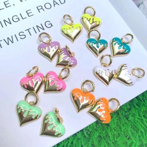 5Pairs New Heart Enamel Hoop Earring for Women Colorful Heart Gold Earrings Boho Fashion Jewelry For Women