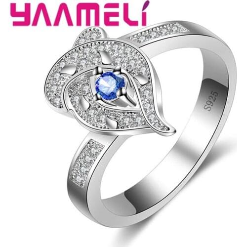 5 Color Austrian Crystal 925 Sterling Silver Ring Jewellery Hot Sale Women Fashion Jewelry Wholesale