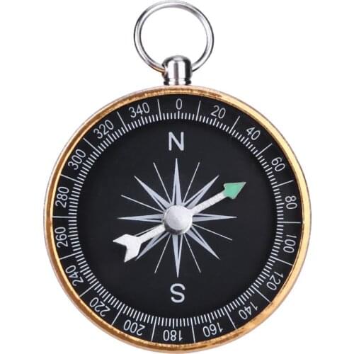1pc Portable Outdoor Aluminum Camping Compass Keychain for Presents Gift Gold Multifunctional Outdoor Survival Camping Tools