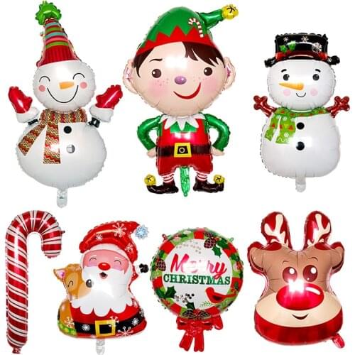 1pc Christmas Decoration for home Santa Claus Foil Balloons Snowman Air Globos Xmas Deer Penguin helium toys for New Year Supply