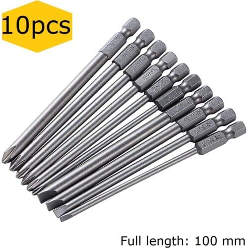 10pcs/Lot Hex Cross Head Screwdriver Bits Hex Shank Electric Long Screwdriver Bit Set Torx Drills Kit Power Tool Accessories