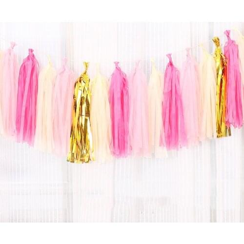 20pc/set Mixed Color DIY Tissue Paper Tassel Garland For Wedding Kids Birthday Party Decorations Baby Shower Favors Supplies