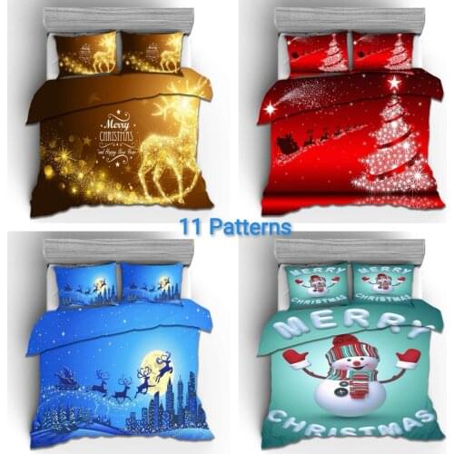 2020 Fashion Bedding Set 2/3pcs 11 Patterns 3d Digital Christmas Printing Duvet Cover Sets Twin double Full Queen King