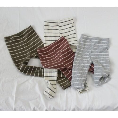2021 Spring New Kids Striped Leggings Korean Style Children Basic Skinny Trousers Casual Cotton Boys Girls Thin Pants 5 colors