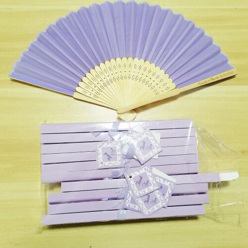 30pcs Custom Folding Fan Personalized Bride & Grooms Name & Date Silk Wedding Hand Fan with Gift Box
