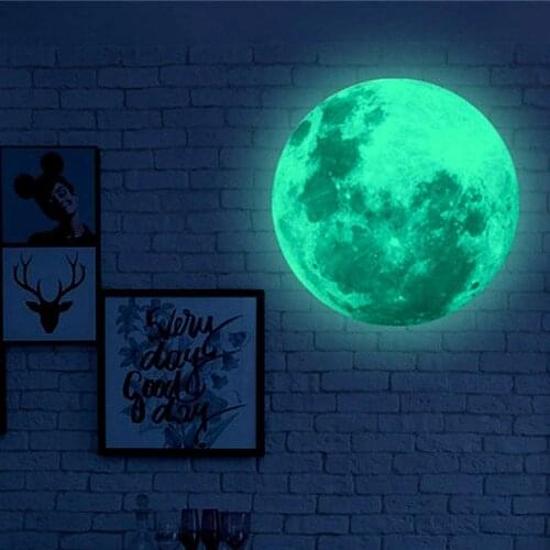 5/12/20/30cm Glow In the dark DIY 3D Moon Earth Wall Stickers for Kids Rooms Decor Home decoration Fluorescent Energy Storage