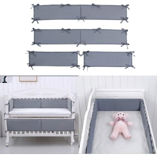4 Pcs Solid Color Baby Crib Bumper Newborn Cot Protector Pillows Infant Bed Cushion Mat Nursery Bedding