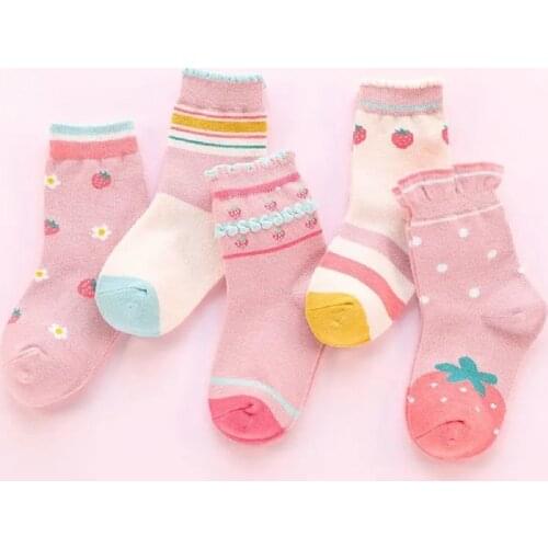 5 Pairs Baby Kids Boys Girls Cartoon Winter Autumn Cotton Breathable Warm Socks Soft Cute Fashion Infant Children Socks