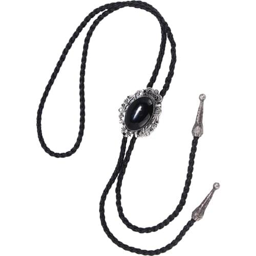 Antique Bola Tie West Cowboy Tie Stone Black Bolo Tie Rodeo Tie Bolo Ties for Men