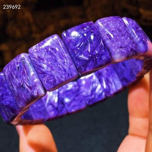 Russia Natural Purple Charoite Rectangle Beads Bracelet Bangle 16.5x12.3x7mm Women Men Russia Charm Charoite Fashion AAAAA