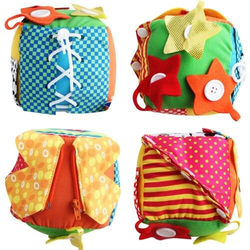 Baby Early Learning Life Toy Life Skills Learning Square Ball Toy Simulation Practice Learning Zipper Button Velcro Kids Toys