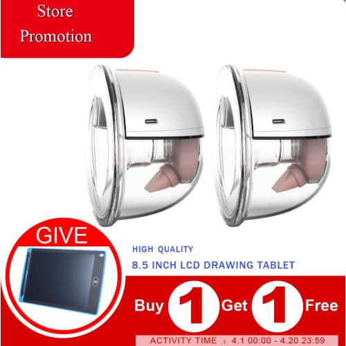 YOUHA 2PCS Wearable Hands Free Electric Breast Pump Silent Invisible Breast Pump 3 Modes 9 Levels of Suction with Carrying Bag