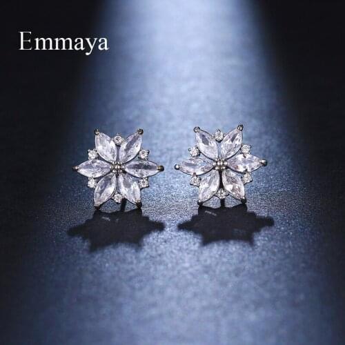 Emmaya Season New Arrival Snowflake Appearance Earring Noble White CZ Female Elegant Decoration Wedding Party Fashion Jewelry