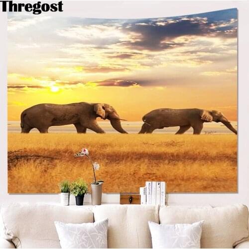 Indian Wall Tapestry Elephant Printed Hippie Decor Boho Decoration Wall Rug Egyptian Decor Yoga Mat Beach Blanket 3D Wall Carpet