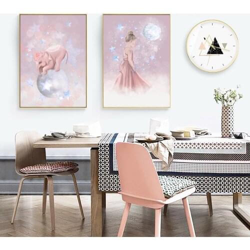 Cuadros Decoracion Dormitorio Nordic Dreaming Girl Wall Art Canvas Oil Painting Pictures Gift Posters And Prints For Living Room
