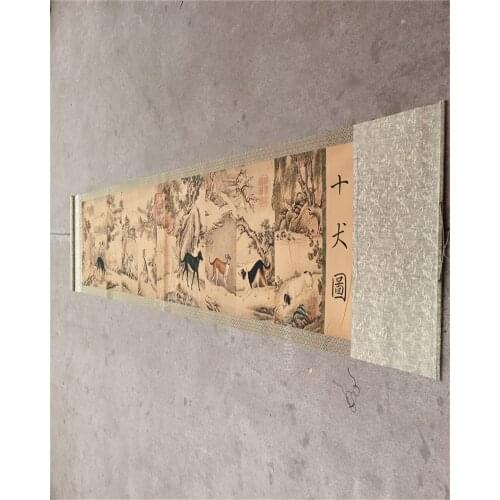 Chinese Calligraphy And Painting (Ten Dogs Map) Handicraft Home Decoration